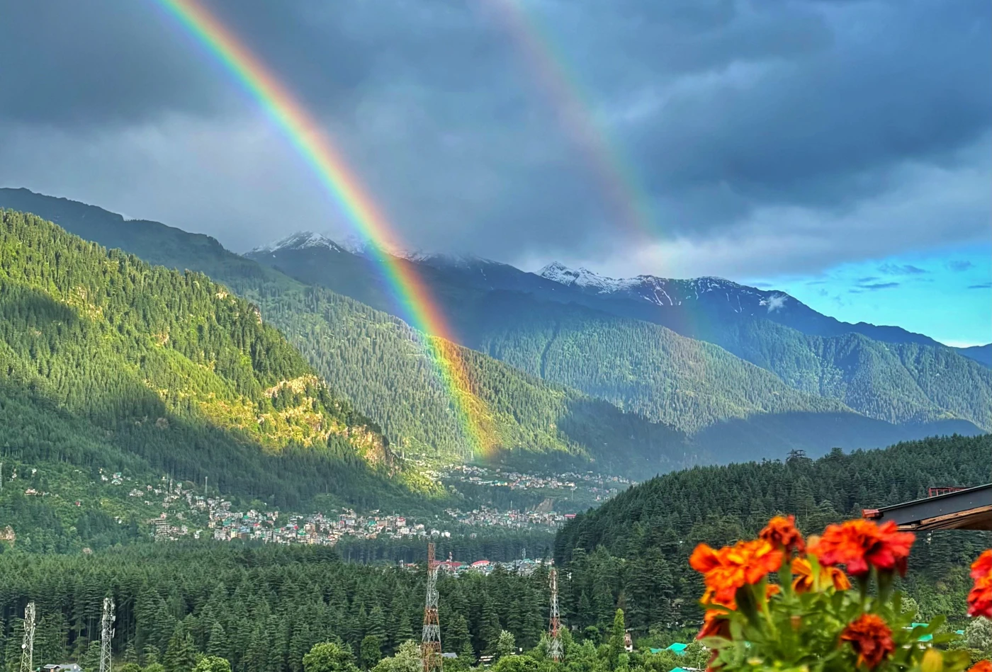 A rainbow in the mountains