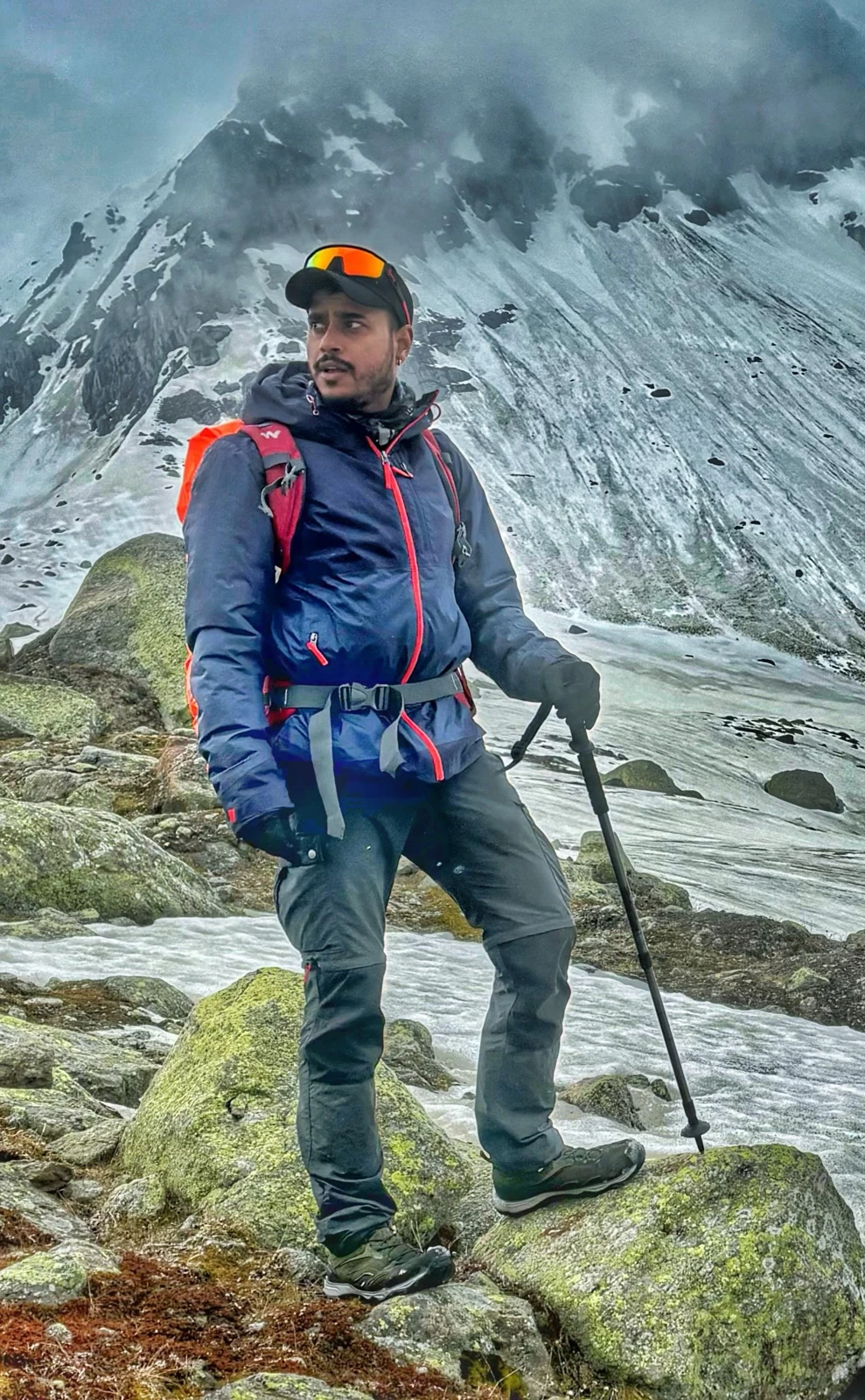 On a rocky mountain trail
