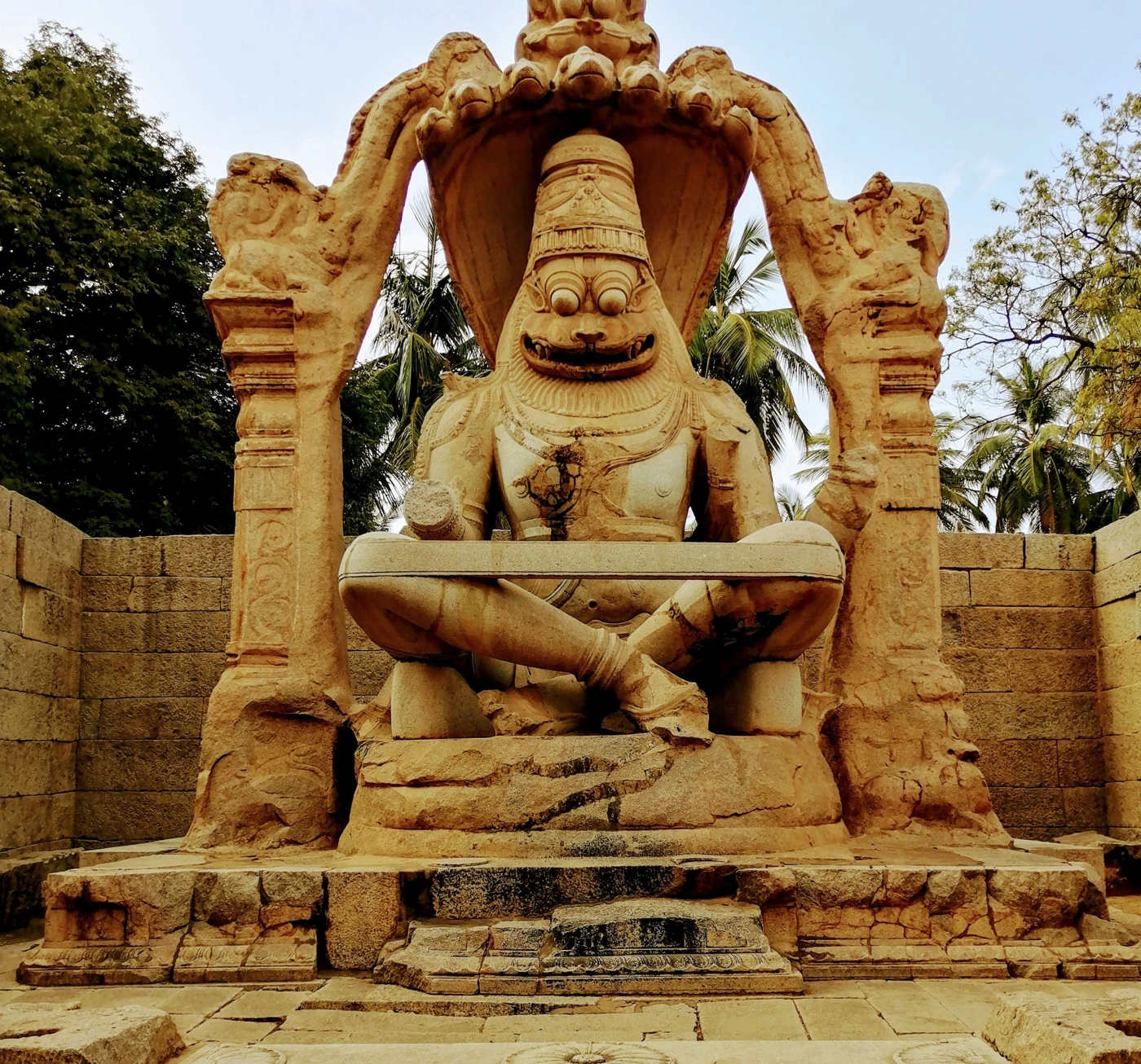 A carved stone statue