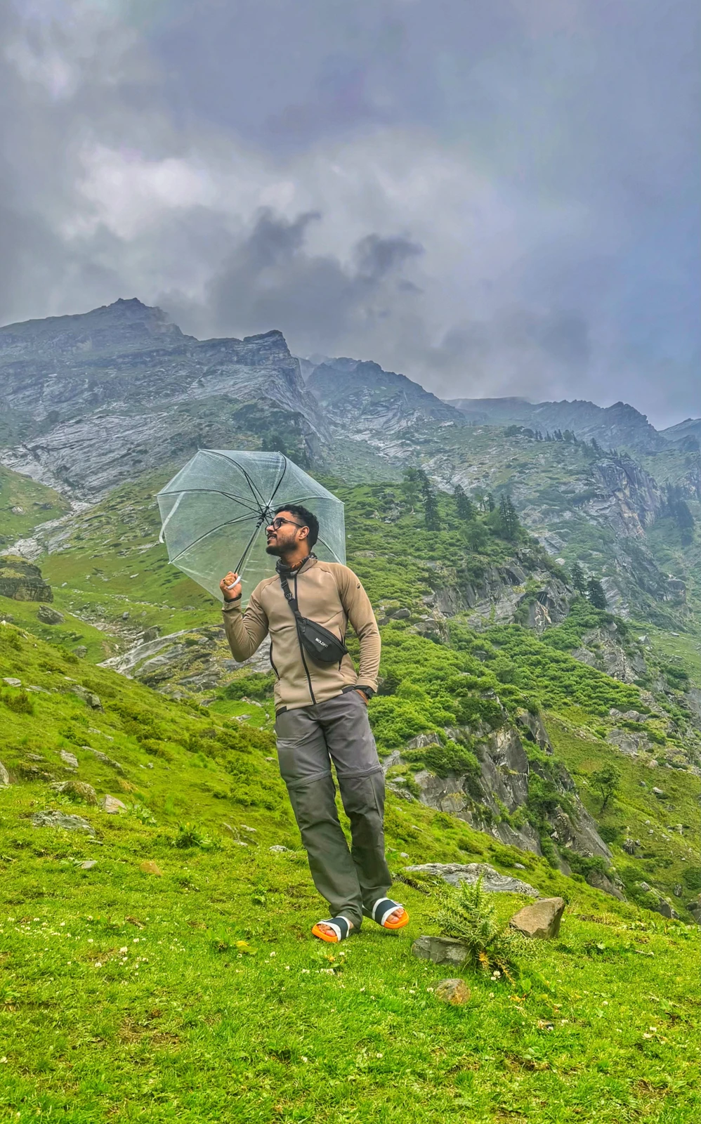 Exploring a mountain landscape