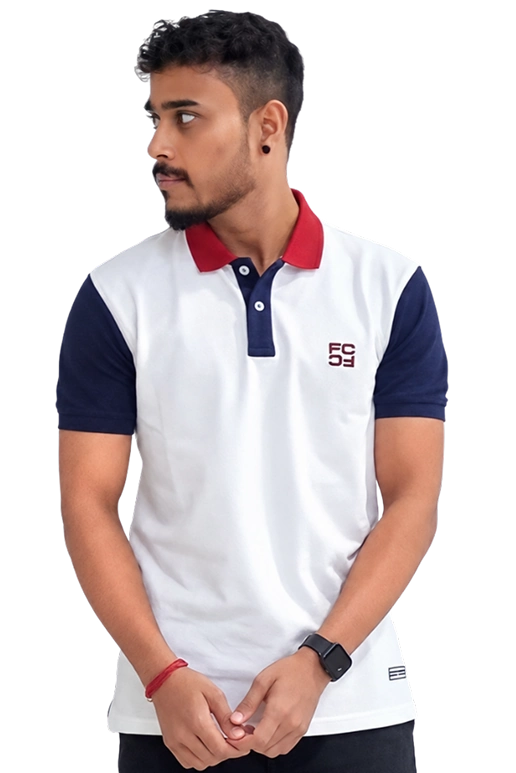 Shouvik Kar in a white polo shirt