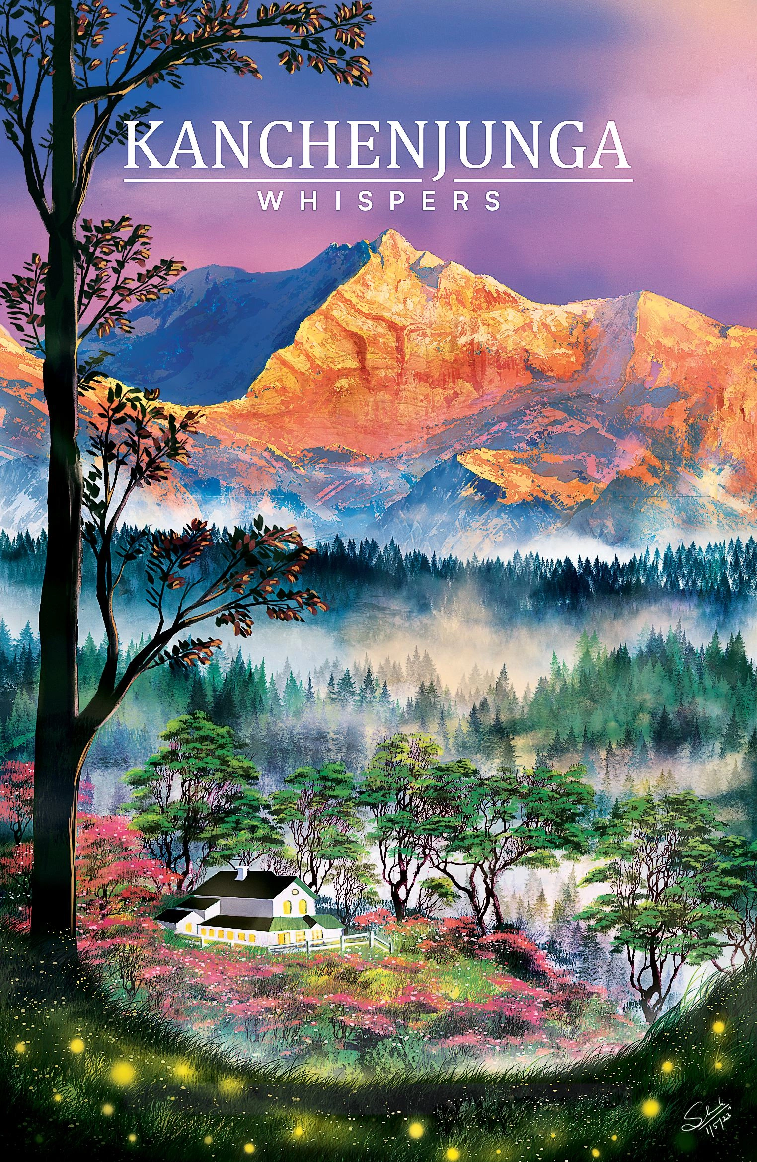 Kanchenjunga illustrated travel poster